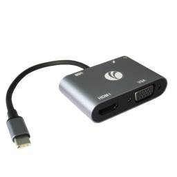 Adaptador HUB VCOM Tipo C A VGA + HDMI + USB3.0 + TIPO C +  JACK AUDIO 