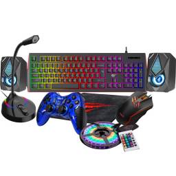 Combo Gamer 8en1 Con Tira Led Parlante Y Joystick Gd25