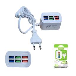 Zapatilla Alargue Cargador rapido 6 puertos USB  3.1A  Auto ID