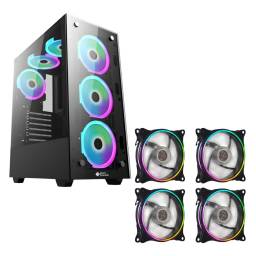 Combo Gabinete Gamer Shot Gaming Pro y Ventiladores RGB - Rendimiento y Estilo