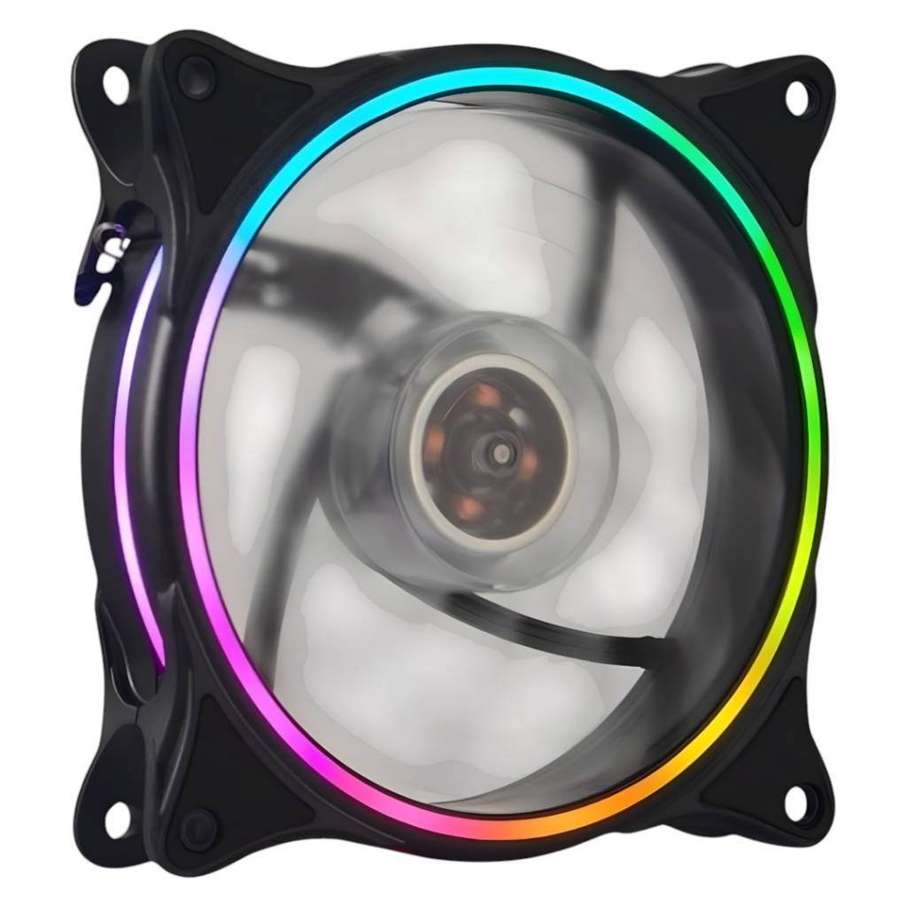 Ventilador RGB de la serie Shot Gaming Pro, de 12 cm, con iluminación en aro doble cara. Diseñado para ofrecer refrigeración eficiente y funcionamiento silencioso. Conector Molex de 4 pines, ideal para configuraciones en cascada. Perfecto para mejorar la 