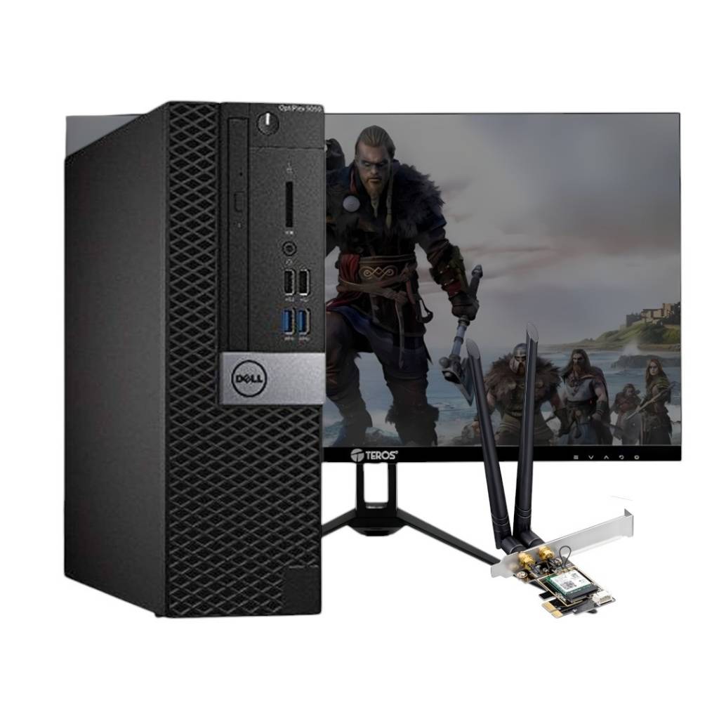 Experimenta la combinación perfecta de potencia, visualización y conectividad con el Dell OptiPlex 5050 SFF (Core i5, 8GB, 256GB), el monitor Dell Tero de 27" y la tarjeta WiFi 6 Cudy. Una solución de escritorio integrada y ultraconectada.   