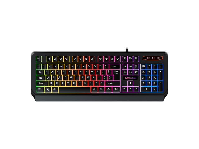 Teclado gamer retroiluminado Meetion K9320, diseñado para ofrecer comodidad y rendimiento. Con retroiluminación en colores arco iris, teclas silenciosas y resistente a derrames. Ideal para gamers y profesionales. Compatible con Windows y Mac, cuenta con 1