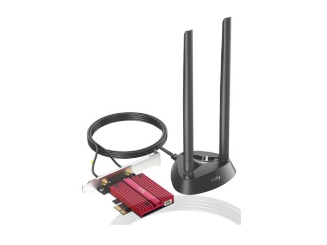 Potencia tu conexión con el Adaptador Cudy PCI-E WiFi 6E y Bluetooth 5.3 en color bordo. Experimenta velocidad ultrarrápida y una conectividad sin interrupciones. ¡Actualiza tu PC hoy! 