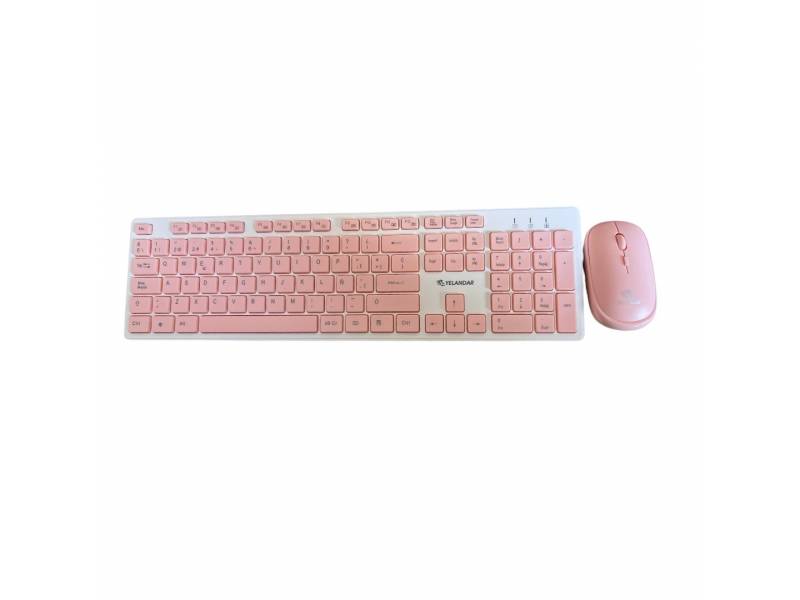 Teclado y mouse inalmbrico w3400 - rosado 