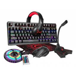 Combo Gamer Teclado Mecanico Tira Rgb Auricular Mem 25