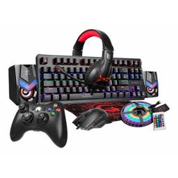 Combo Gamer Teclado Mecanico Mouse Joystick Rgb Mem 39