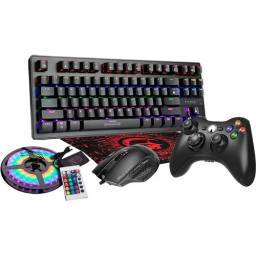 Combo Gamer Teclado Mecanico Mouse Joystick Rgb Mem 14