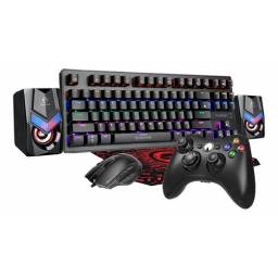 Combo Gamer Teclado Mecanico Mouse Joystick Rgb Mem 17