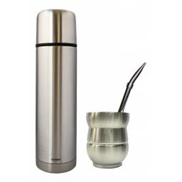 Termo Comet 500ml + Mate Chico Acero 140ml + Bombilla