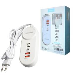 Zapatilla Alargue 2 USB 2 Tipo C 25W 1 Puerto tipo iphone