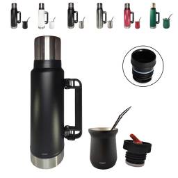 Termo Comet 1,2l + Mate Acero + Bombilla + Tapon Regalo