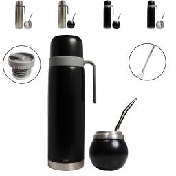 Combo Termo 1l Asa fija + Mate 210ml + Bombilla Acero Inox Comet