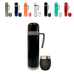 Combo Termo 750ml + Mate Con Tapa Comet Acero Inox