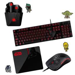 Teclado Mecanico + Auricular BT + Mouse + Pad Darth Vader