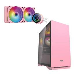 Gabinete Lateral Vidrio + Refrigeracin Lquida Procesador Rosado Darkflash