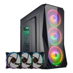 Gabinete Gamer Panel RGB One Shot Gaming Atx 3 fanes Lateral Acrilico