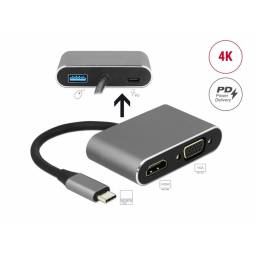 Adaptador Hub Tipo C 4 En 1 Vga Hdmi Usb 3.0 Pd