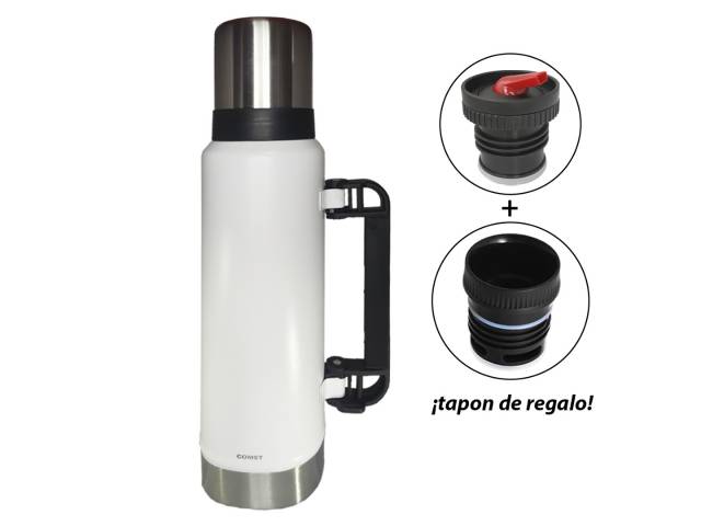 Disfruta del  Termo Comet 1.2 L   Tapón Regalo, es una excelente opción para quienes buscan un termo práctico, duradero y de alta calidad. Su diseño elegante y funcional lo convierte en el compañero ideal para tus aventuras diarias.