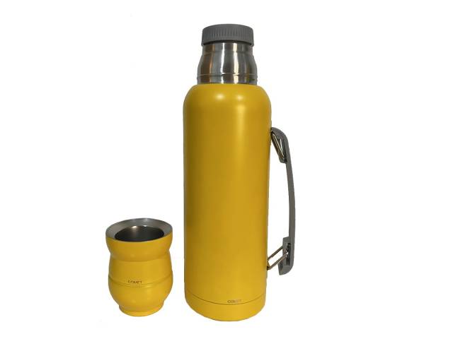 Termo de 1L Acero inoxidable, mantiene temperatura 12hs, asa para transporte cómodo.Mate de 140ml Acero inoxidable, duradero, elegante. Liviano y portátil Variedad de colores: Elige tu estilo. Combo perfecto: Sabor y tradición del mate en cualquier lugar.