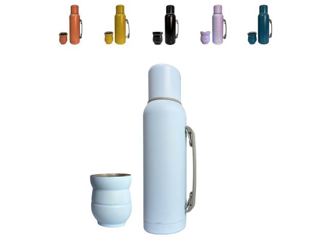 Termo de 1L Acero inoxidable, mantiene temperatura 12hs, asa para transporte cómodo.Mate de 140ml Acero inoxidable, duradero, elegante. Liviano y portátil Variedad de colores: Elige tu estilo. Combo perfecto: Sabor y tradición del mate en cualquier lugar.