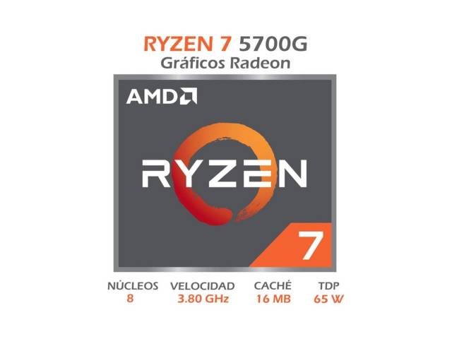 El procesador AMD Ryzen 7 5700G de la serie 5000 ofrece un rendimiento excepcional para juegos y creación de contenido.