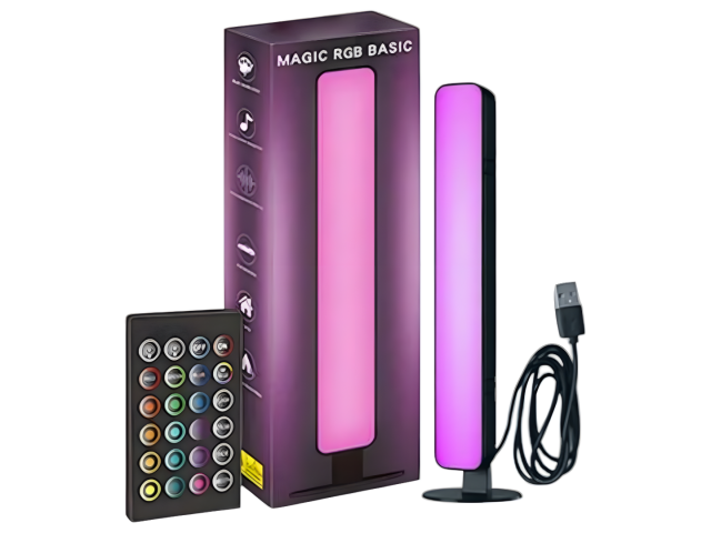 Barra lámpara LED RGB de 10W con control remoto. Ofrece colores vibrantes y se sincroniza con la música, creando una atmósfera envolvente. Ideal para fiestas y decoración del hogar, combina estilo y eficiencia energética en un diseño compacto. Perfecta pa