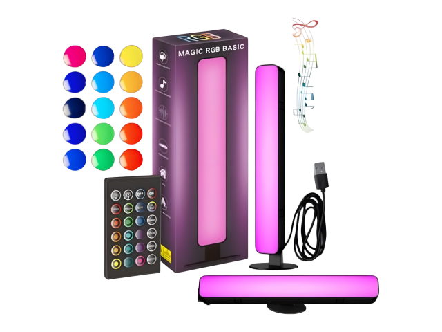 Barra lámpara LED RGB de 10W con control remoto. Ofrece colores vibrantes y se sincroniza con la música, creando una atmósfera envolvente. Ideal para fiestas y decoración del hogar, combina estilo y eficiencia energética en un diseño compacto. Perfecta pa