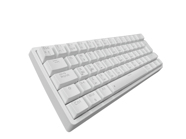 Teclado mecánico gaming Eagle Warrior KA-Y182 en color blanco. Cuenta con 62 teclas, retroiluminación RGB personalizable y interruptores mecánicos azules. Diseño compacto ideal para setups minimalistas. Compatible con Windows y Mac, incluye cable desmonta