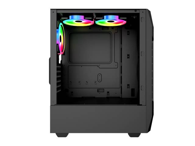 Con el Gabinete Gamer Shot Gaming, cada partida se convierte en una experiencia única. Su robusto diseño de cristal templado y el espectacular RGB frontal no solo mejoran la estética, sino que también garantizan una excelente ventilación para tus componen