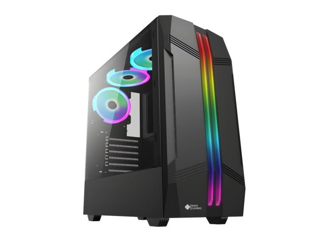 El Gabinete Gamer Shot Gaming Pro Series es la elección ideal para quienes buscan estilo y funcionalidad. Su cristal templado permite mostrar tus componentes, mientras que el ventilador LED RGB añade un toque vibrante a tu estación de juego. ¡Haz que cada