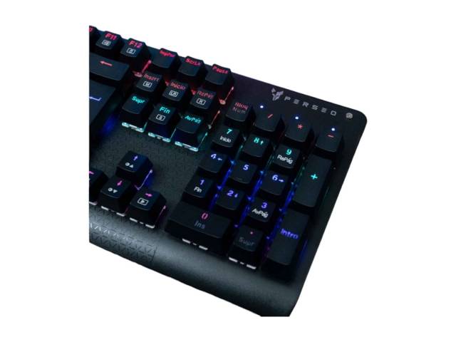 Eleva tu experiencia de juego con el Teclado mecánico Perseo Electryon Rainbow. Con su diseño elegante en negro y sus teclas RGB, este teclado no solo ofrece una estética impactante, sino también una respuesta rápida y precisa para cada pulsación. ¡Domina