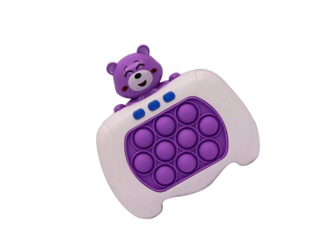 Sumérgete en la magia sensorial de la Consola POP IT Oso Violeta. ¡Disfruta de luces parpadeantes, efectos de sonido y horas de relajante entretenimiento! Ideal para niños y adultos, esta adorable consola es el regalo perfecto para aliviar el estrés y dis