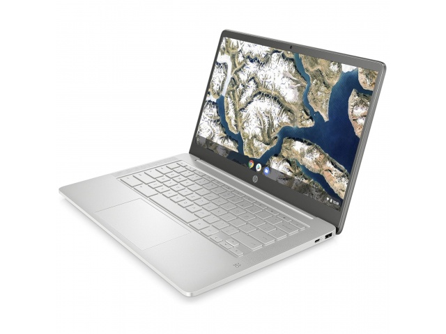 El Chromebook HP de 14'' N4500 combina estilo y funcionalidad. Con 4GB de RAM y 64GB de almacenamiento, es perfecto para navegar y trabajar en Chrome. Su moderno diseño plateado y portabilidad lo hacen ideal para el hogar o la oficina.  