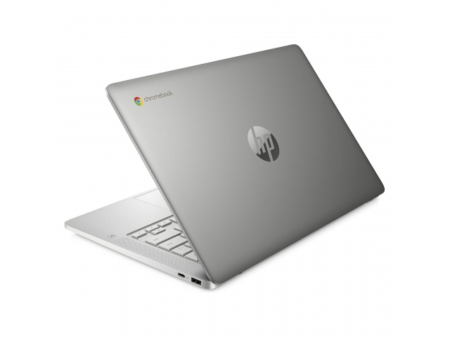 El Chromebook HP de 14'' N4500 combina estilo y funcionalidad. Con 4GB de RAM y 64GB de almacenamiento, es perfecto para navegar y trabajar en Chrome. Su moderno diseño plateado y portabilidad lo hacen ideal para el hogar o la oficina.  