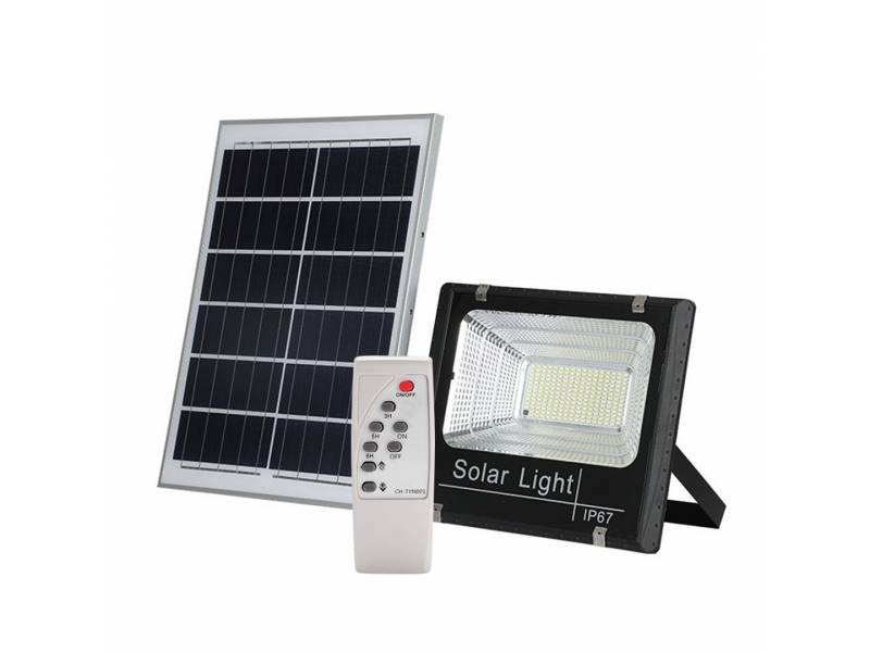 Foco Led 100 W C/ Panel Solar Y Sensor Exterior Jardn