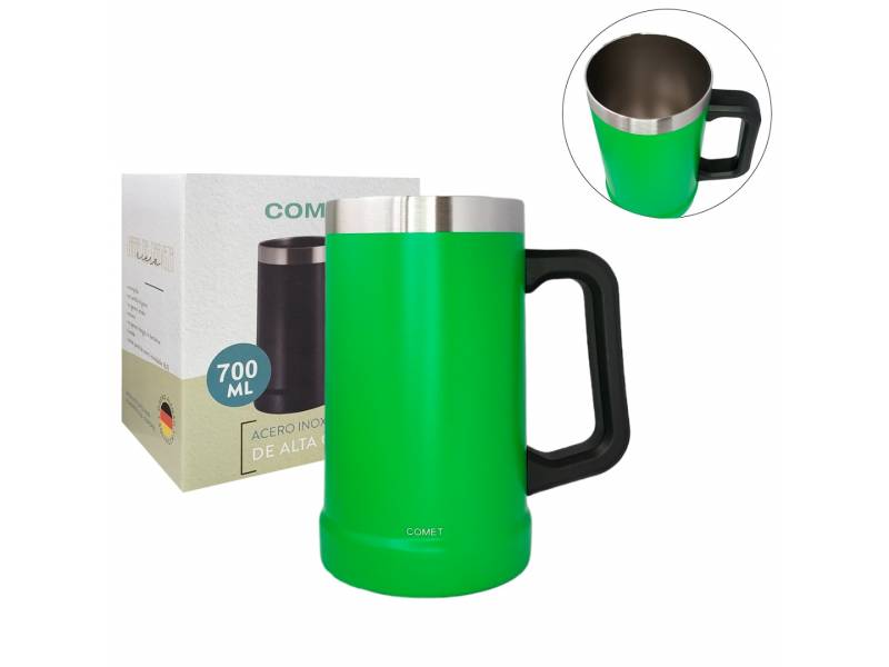 Vaso Jarra De Cerveza Comet C/ Manija 700ml Acero Inox.