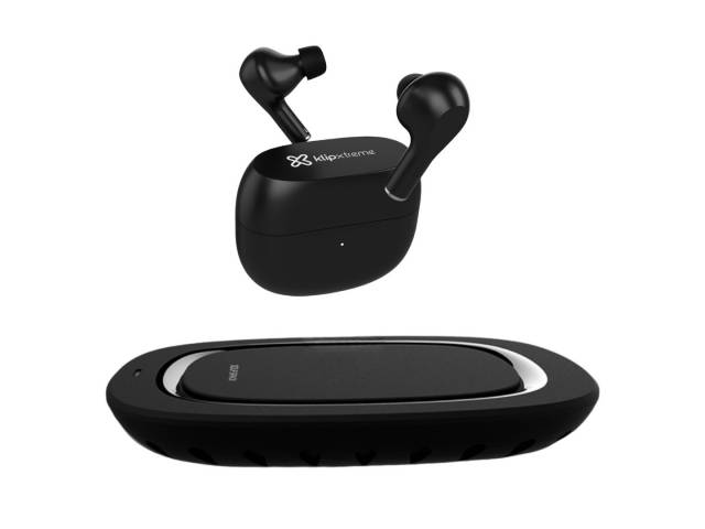 Disfruta de la libertad sin cables con el combo perfecto: Auriculares inalámbricos KLIP XTREME ZOUNDBUDS y Cargador inalámbrico QI Fast Charge 10W GOLF GF-WQ5.