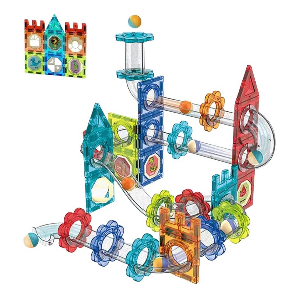 ¡Desata tu creatividad con el conjunto premium de 74 piezas con bloques magnéticos y bolas coloridas! Diseñado para brindar horas de diversión y aprendizaje a niños y niñas de todas las edades, este set incluye baldosas magnéticas, tuberías, bloques, pega