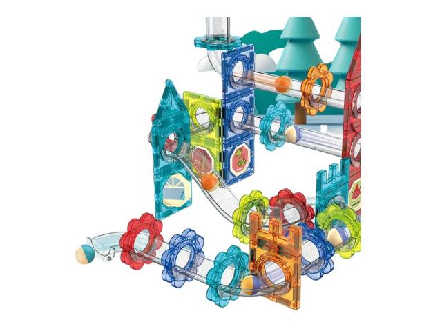 ¡Desata tu creatividad con el conjunto premium de 74 piezas con bloques magnéticos y bolas coloridas! Diseñado para brindar horas de diversión y aprendizaje a niños y niñas de todas las edades, este set incluye baldosas magnéticas, tuberías, bloques, pega