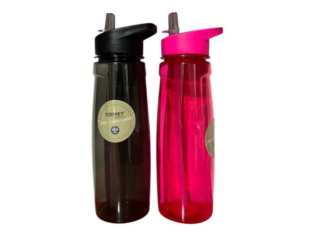 Hidrátate con estilo con la Botella Comet 600 ml. Esta botella reutilizable es libre de BPA, tiene pico y tapa para un fácil uso con sorbete, y un diseño rosado ideal para niños y adultos.