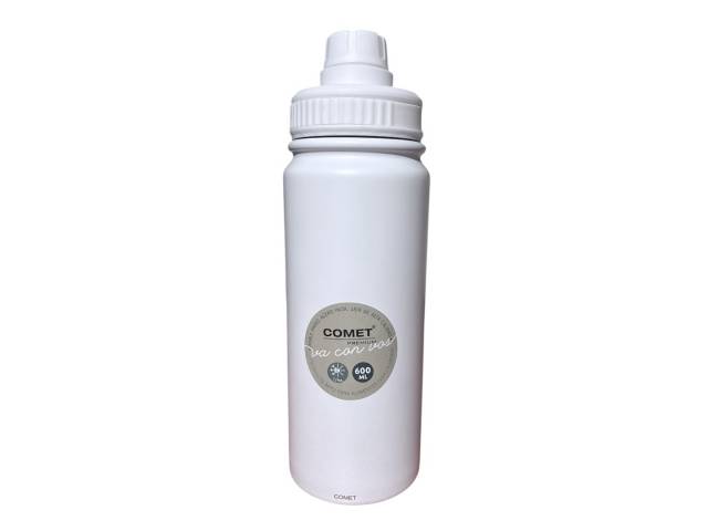 Botella Comet, fabricada en acero inoxidable de alta calidad y con doble pared para un aislamiento térmico superior. Mantén tus bebidas frías durante horas y calientes durante más tiempo. 