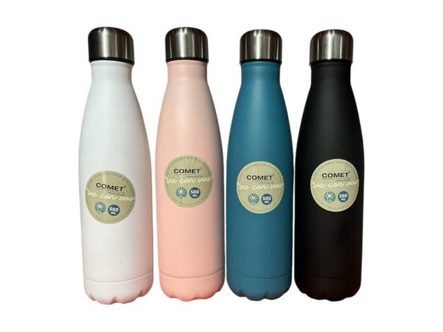 La Botella Deportiva Acero Inoxidable 500ml Comet compañera perfecta para tus entrenamientos y actividades al aire libre. Con acero inoxidable de alta calidad, esta botella es resistente a golpes y arañazos