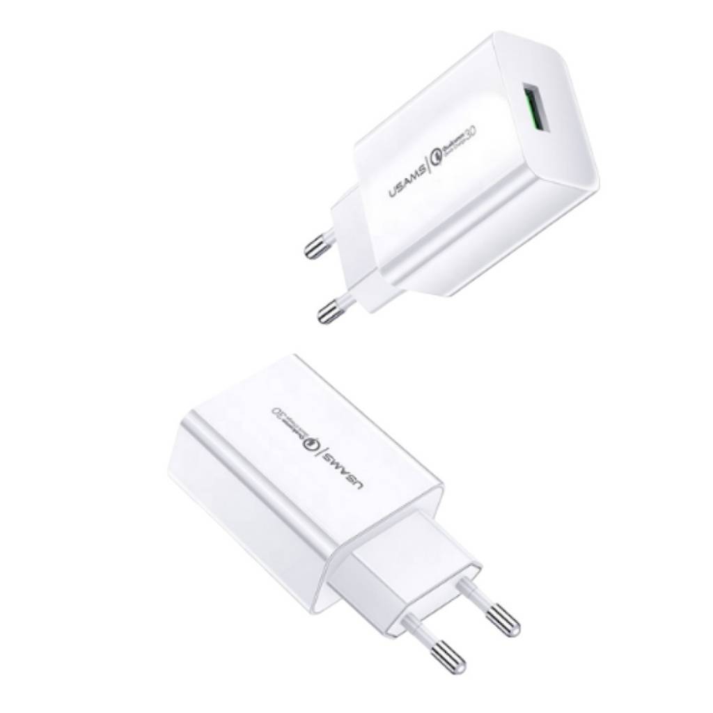 Carga tus dispositivos a toda velocidad con el Cargador Rápido T22 18W QC3.0 Blanco USAMS. Tecnología Quick Charge 3.0 para una carga hasta 3 veces más rápida.