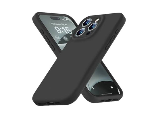 Protege tu iPhone  con estilo con esta funda de silicona negra. Fabricada con silicona suave y flexible, esta funda se adapta perfectamente a tu teléfono y lo protege de arañazos, golpes y caídas.