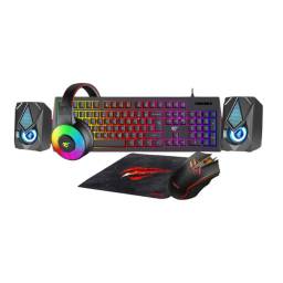 Combo Gamer 5 En 1 Con Auriculares Y  Parlante Gd23