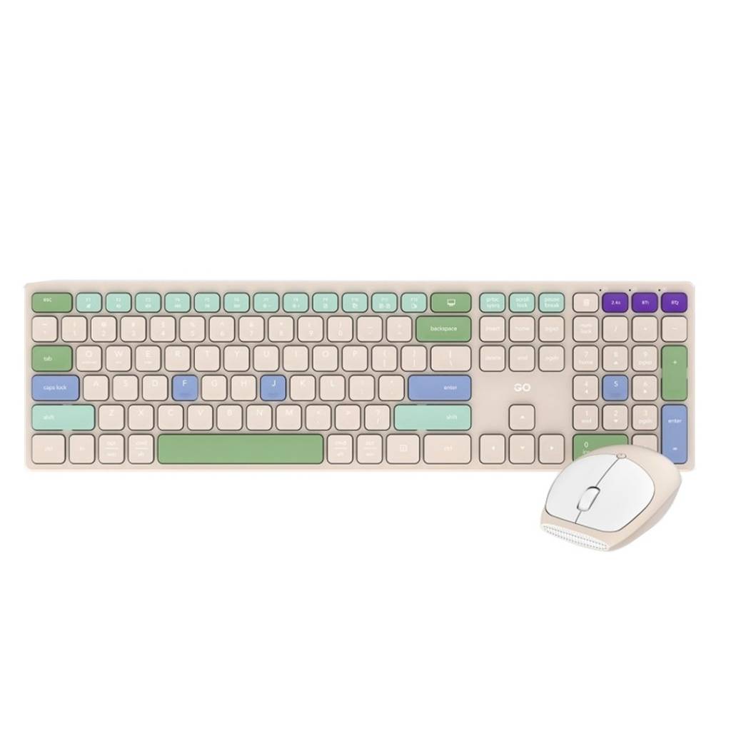 Mejora tu productividad con el  kit Teclado y Mouse Inalámbrico WK895 Beige. Este combo ofrece un diseño ergonómico, conexión Bluetooth de alta velocidad y batería de larga duración.