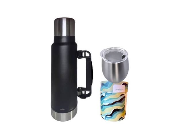 Viaja con el Combo kit Termo 1.2 Lt Y Mate con tapa COMET en Caribesurstore. Disfruta de mate por horas, ideal para llevar a todos lados!. Que no se vuele la yerba ni se caiga en la mochila!