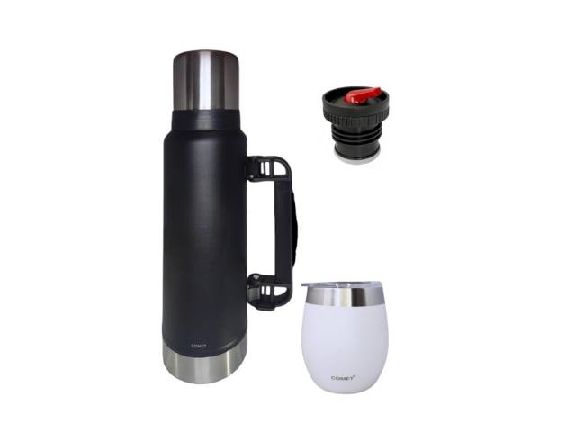 Viaja con el Combo kit Termo 1.2 Lt Y Mate con tapa COMET en Caribesurstore. Disfruta de mate por horas, ideal para llevar a todos lados!. Que no se vuele la yerba ni se caiga en la mochila!