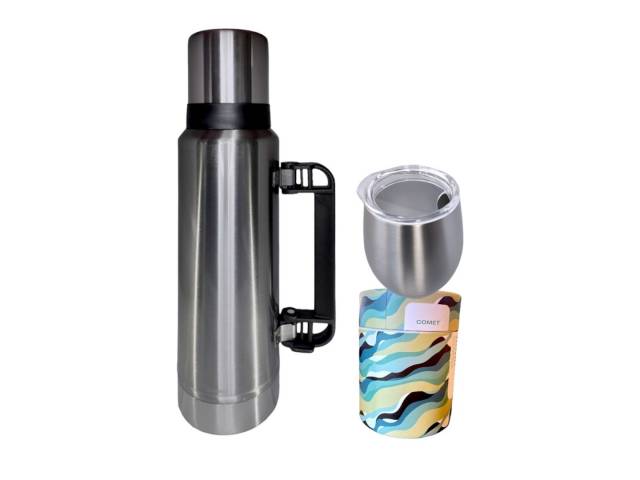 Viaja con el Combo kit Termo 1.2 Lt Y Mate con tapa COMET en Caribesurstore. Disfruta de mate por horas, ideal para llevar a todos lados!. Que no se vuele la yerba ni se caiga en la mochila!